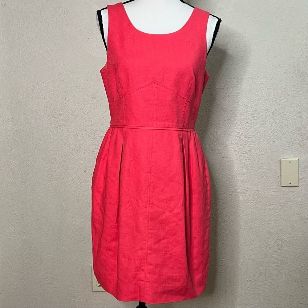 J Crew textured sleeveless cotton coral dress